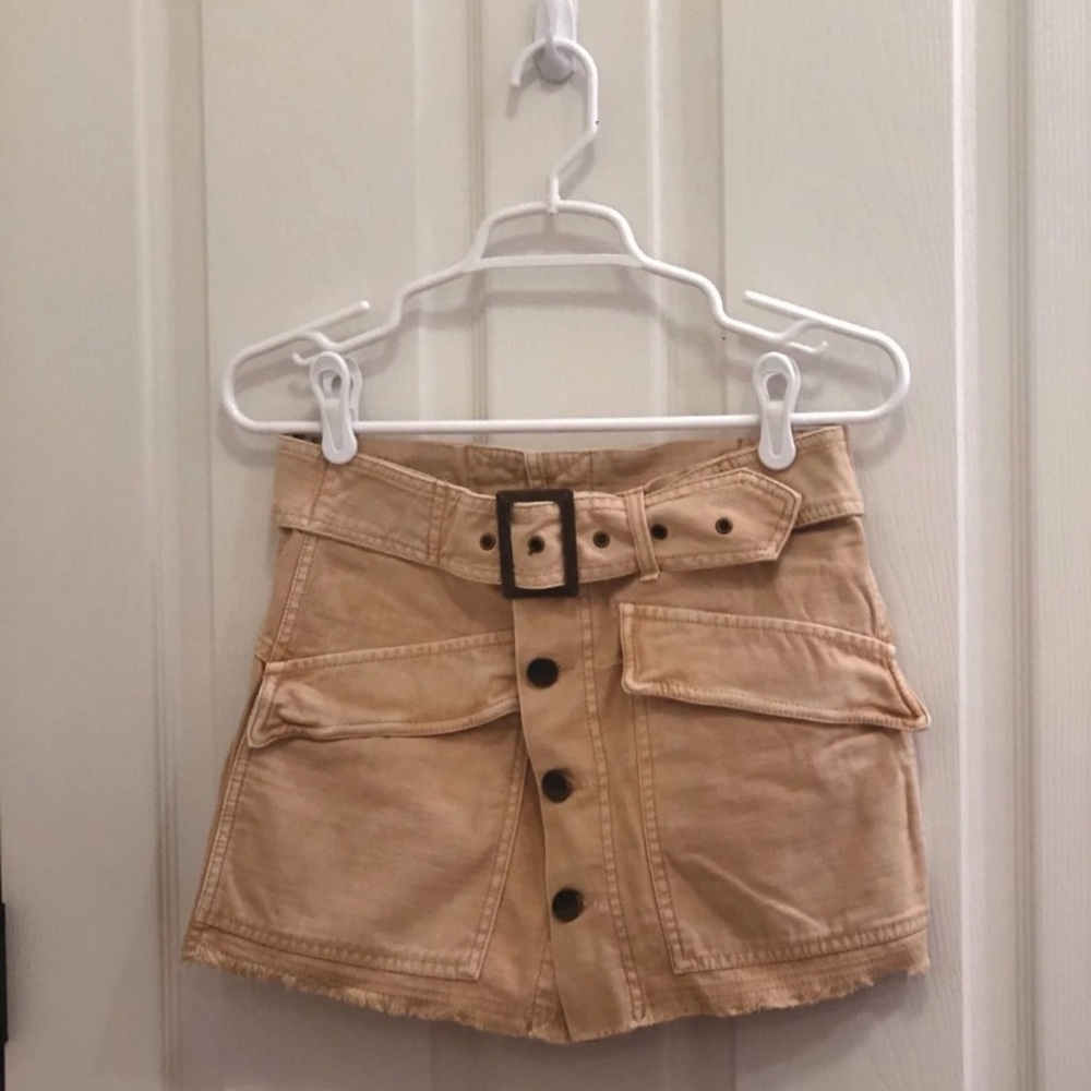 Free People Beige Cargo Skirt